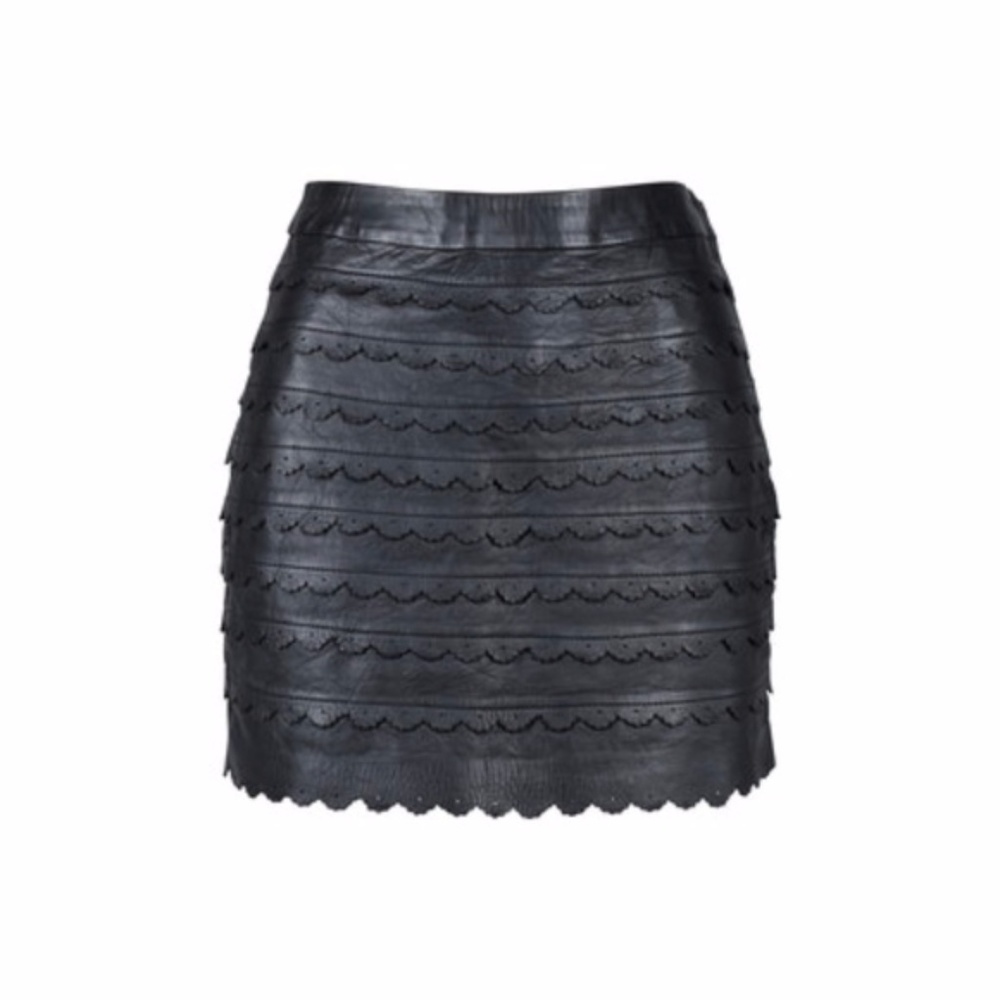 Leifstottir Black Leather Skirt - size 8